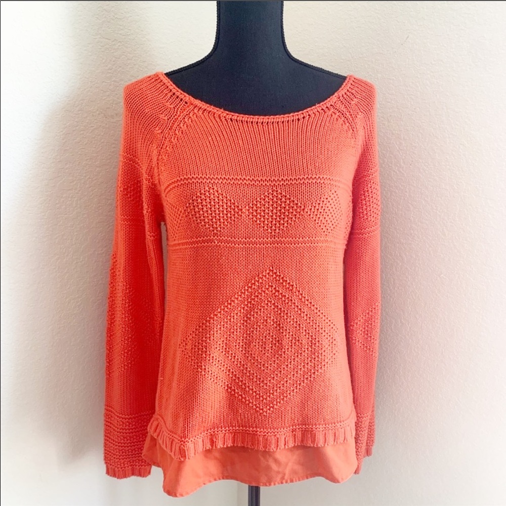 DEX Orange knit sweater. Medium
